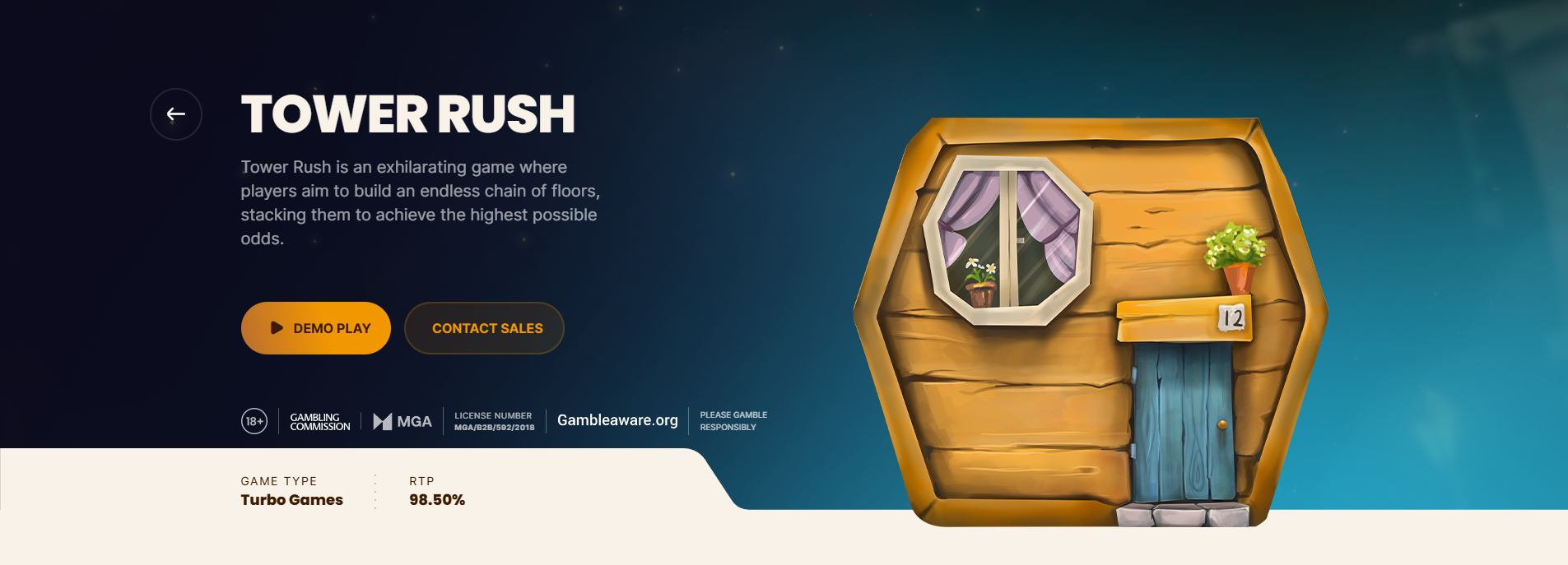 Interface do jogo Tower Rush com torre e pré-visualização de bônus.